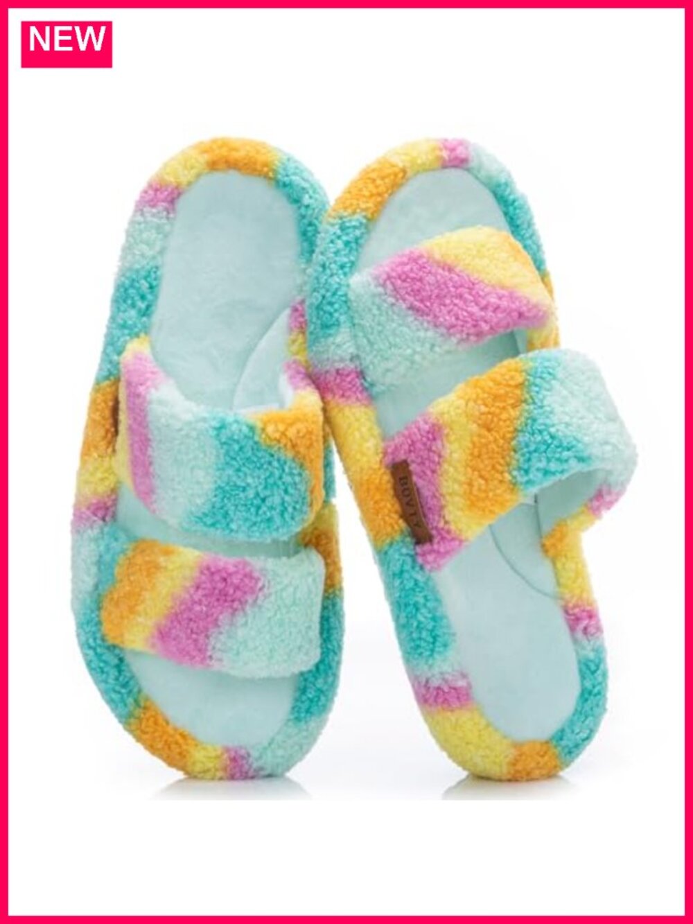 Women's Fuzzy Double Strap Open Toe Memory Foam House Slides